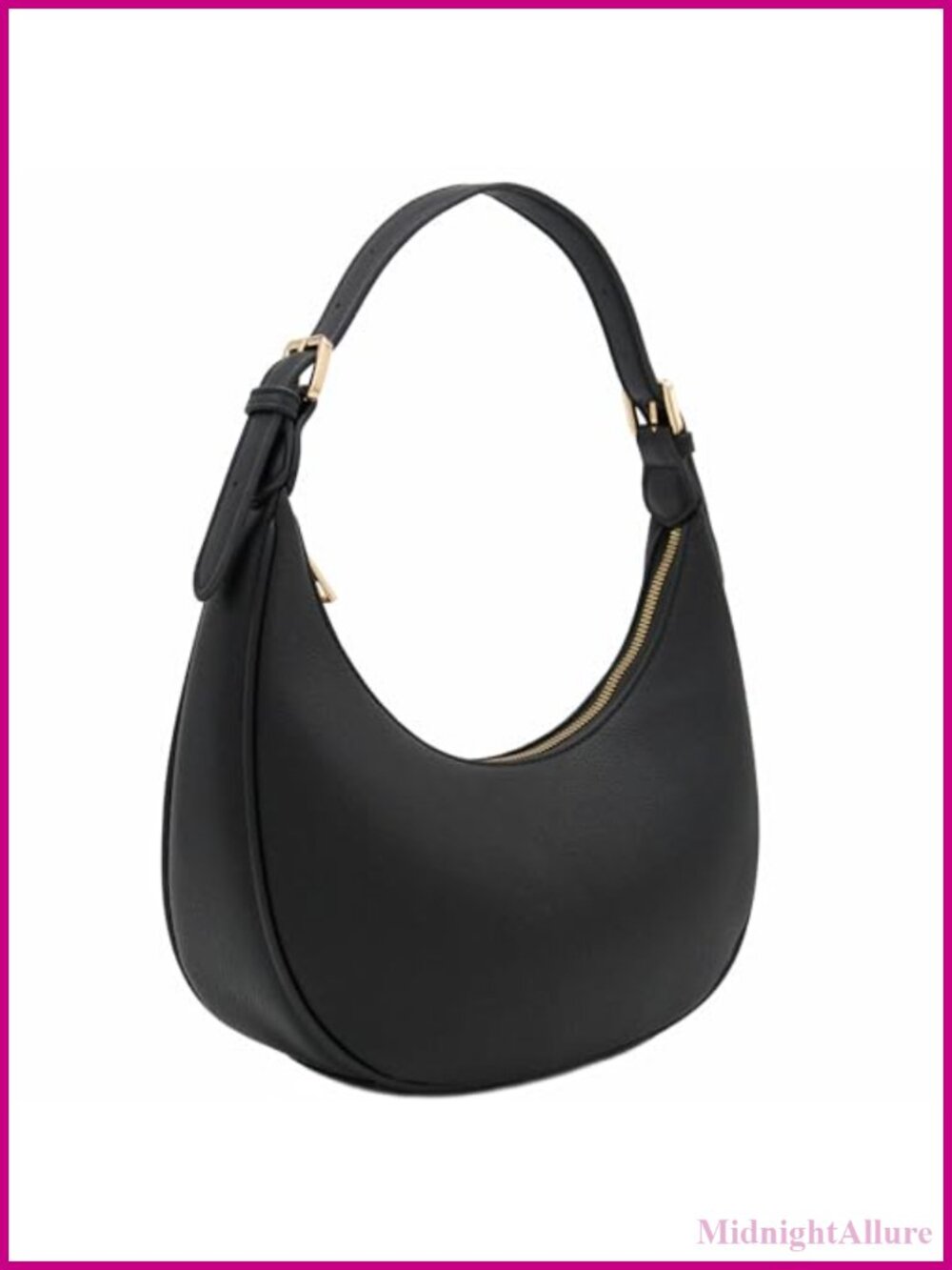 Faux Leather Crescent Shoulder Bag Underarm Purse Adjustable Strap
